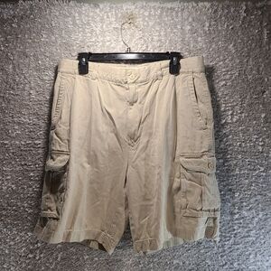 Joseph & Feiss Brown Khaki Mens Shorts Cargo Pockets Size 34 Silk Cotton